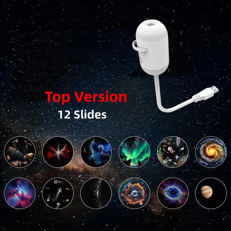 24 in 1 USB HD Galaxy Star Projection Lamp Night Sky LED Atmosphere Light Bullet Head Cool White Dimmable 3 Modes Plug Play