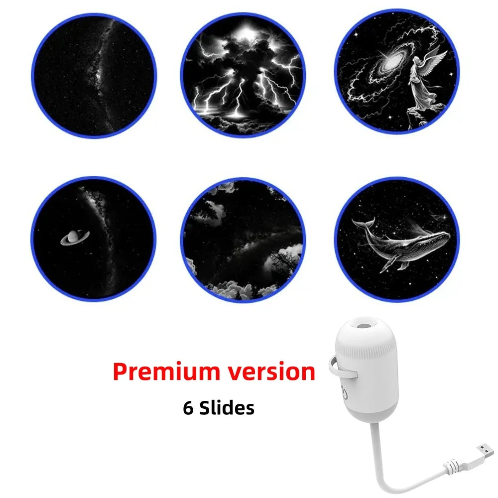 24 in 1 USB HD Galaxy Star Projection Lamp Night Sky LED Atmosphere Light Bullet Head Cool White Dimmable 3 Modes Plug Play